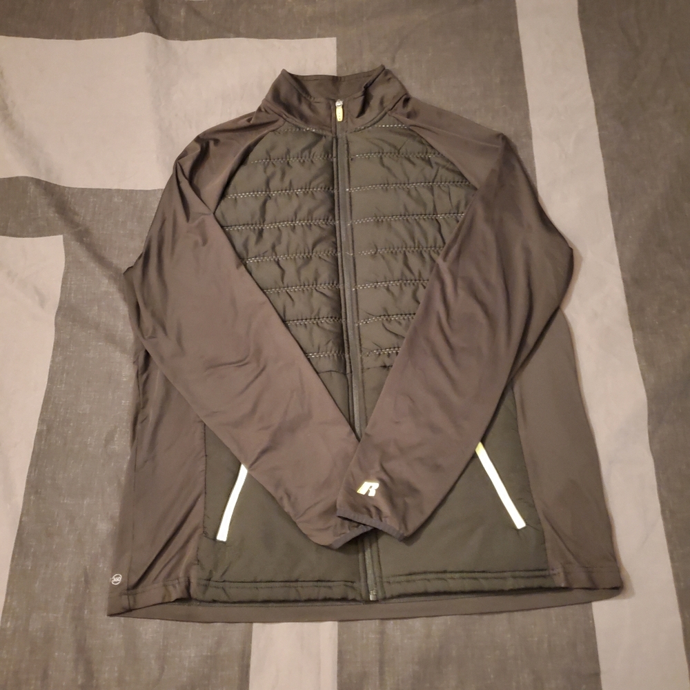 Men's Russell Size XL Black Zip Up Longsleeve Training Fit Dri Power Jacket